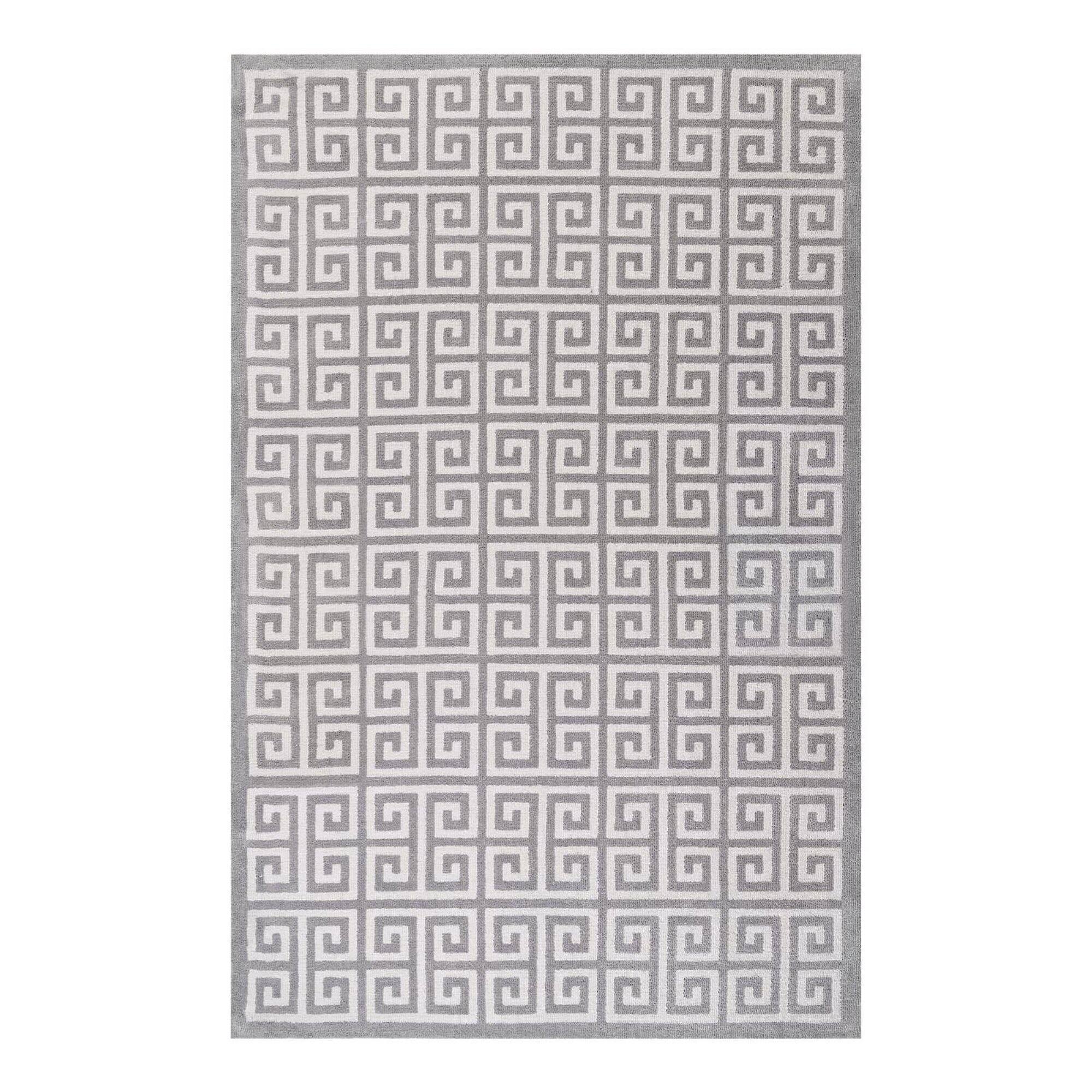 Angle. Modway - Freydis Greek Key Area Rug - White and Light Gray.