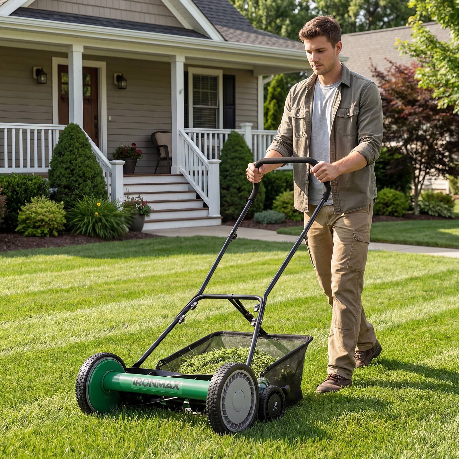 Alt View 3. Costway - Costway 18" Push Reel Lawn Mower, 5-Blade Manganese Steel Manual Grass Cutter for Yard - Green.
