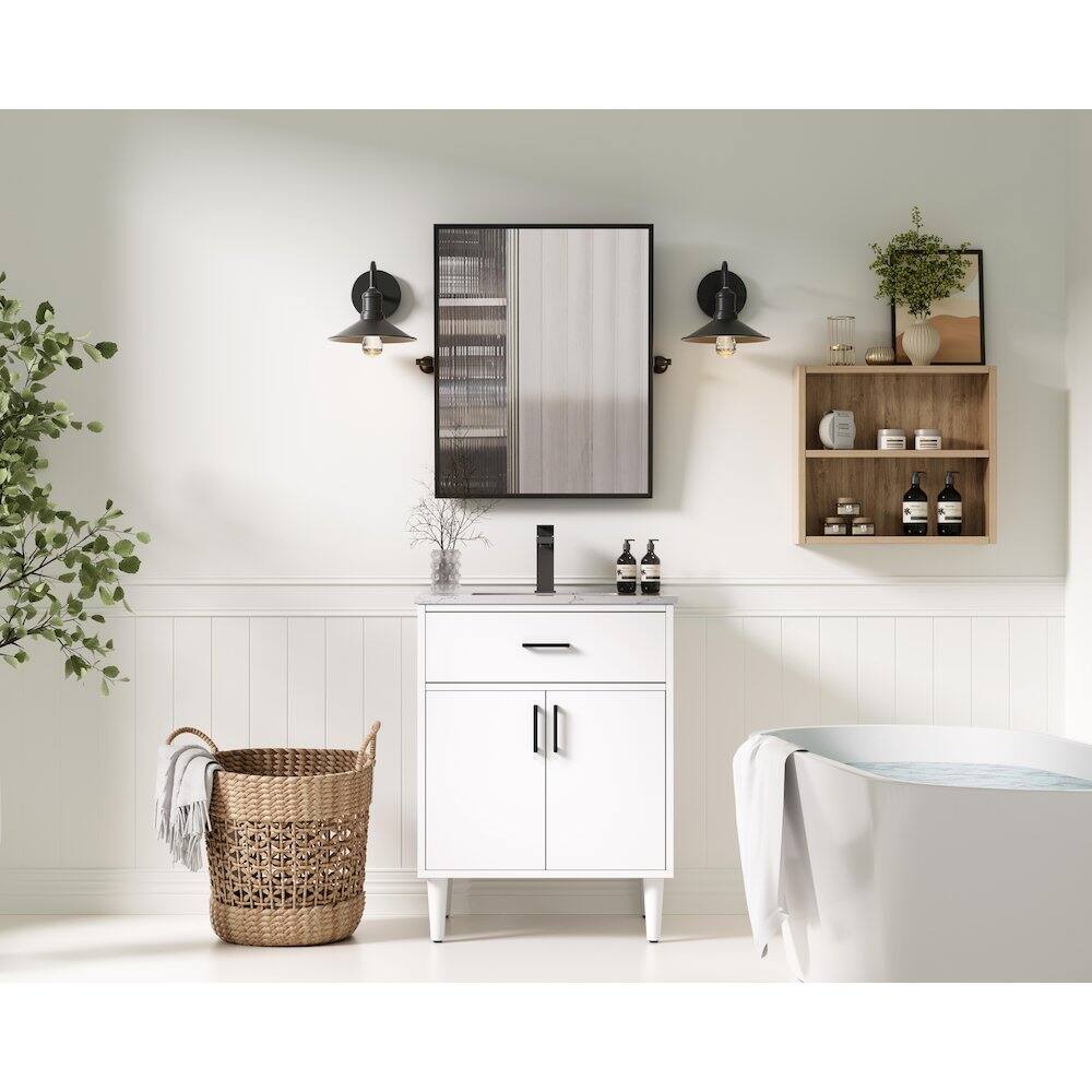 Alt View 7. Elegant Kitchen and Bath - Chandler 24 Inch Single Bathroom Vanity In White - White.