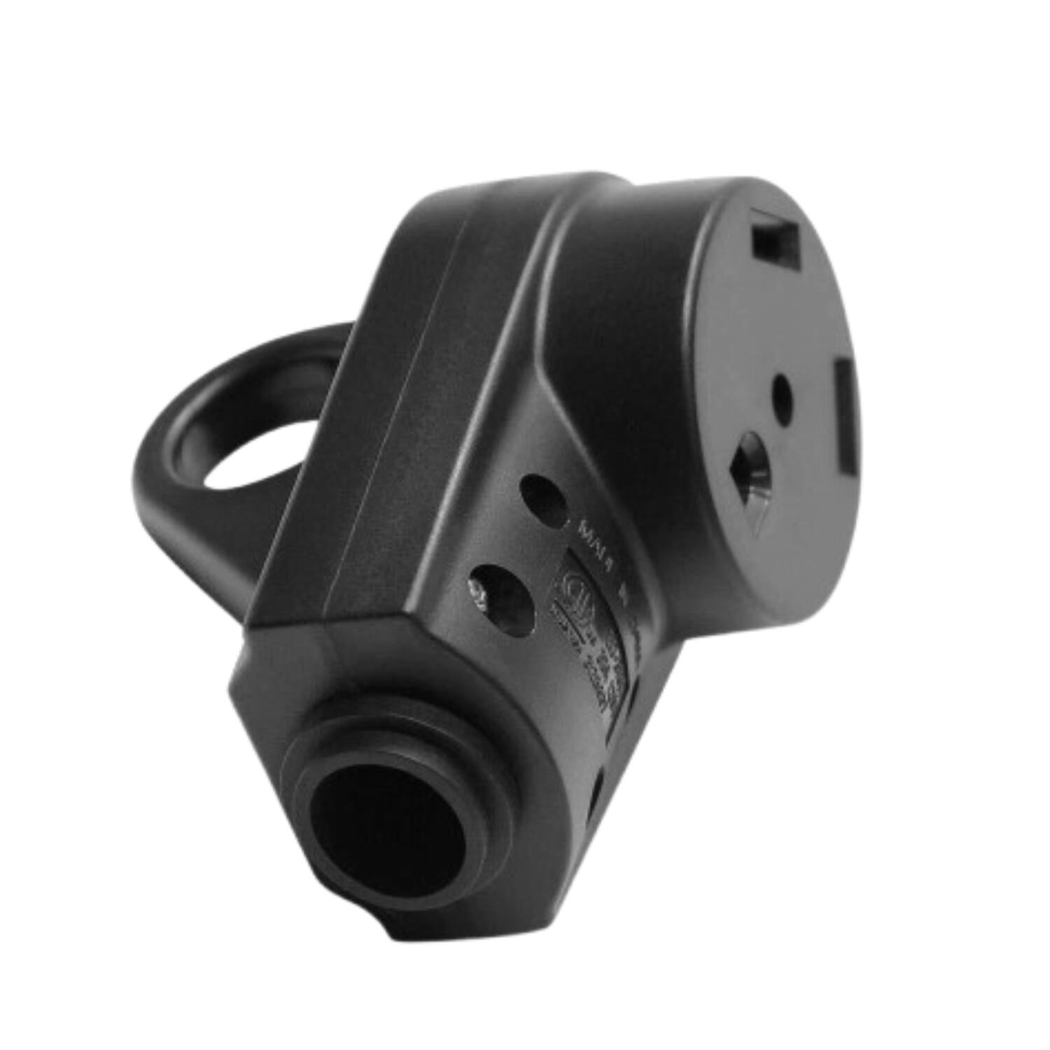 Angle. Stock Preferred - 30A 125V RV Replacement Plug Female Adapter - Black.