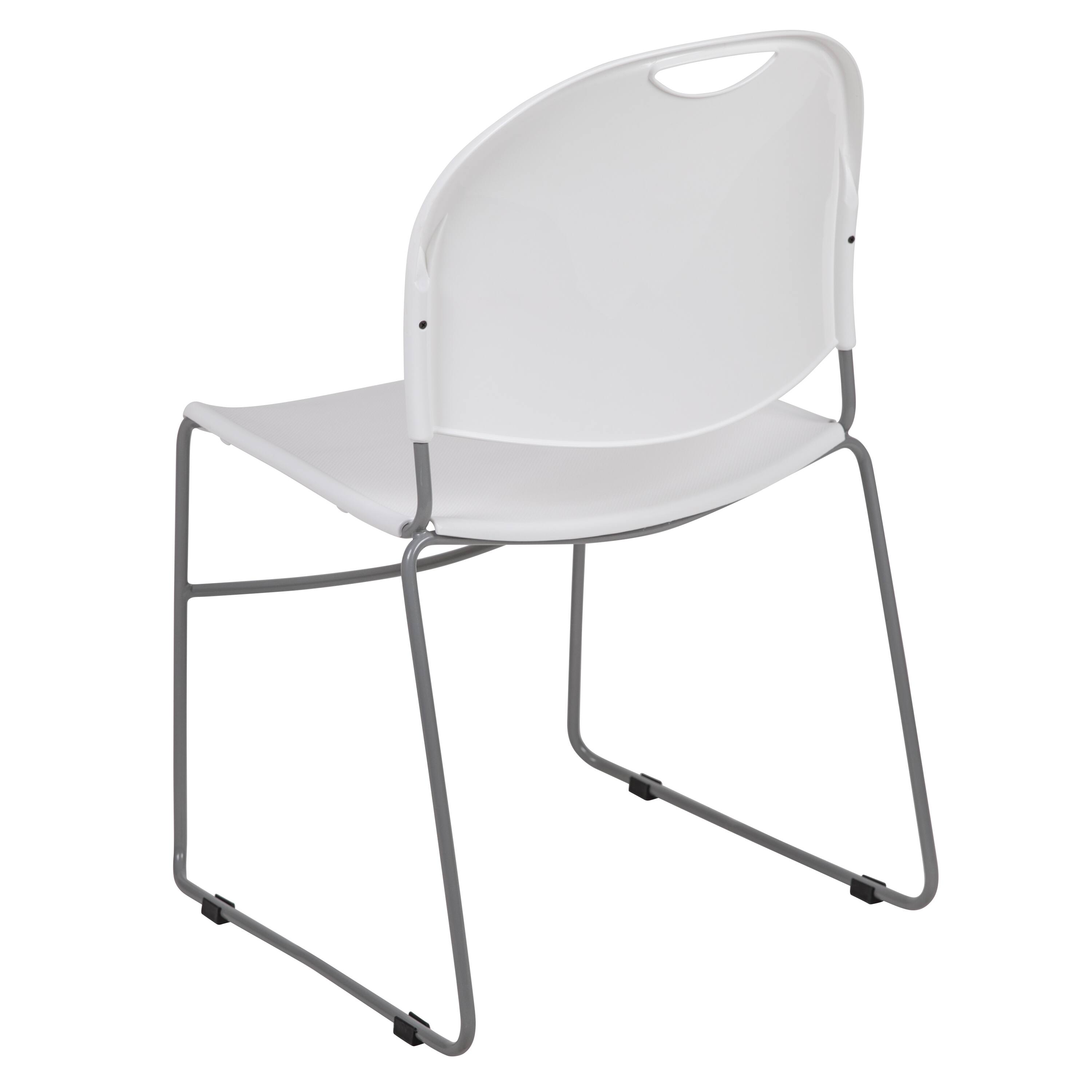 Alt View 5. Emma + Oliver - Ultra-Compact School Stack Chair - Office Guest Chair/Student Chair - White Plastic/Silver Frame.