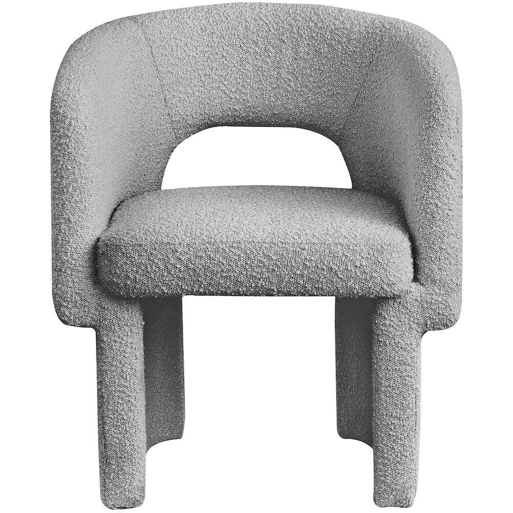 Alt View 2. Meridian Furniture - Emmet Grey Boucle Fabric Dining Chair / Accent Chair - Grey.