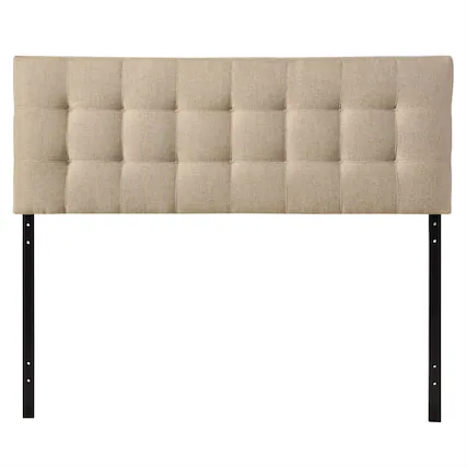 Front. SlickBlue - Fabric Upholstered Headboard in Beige with Modern Tufted Design - Beige.