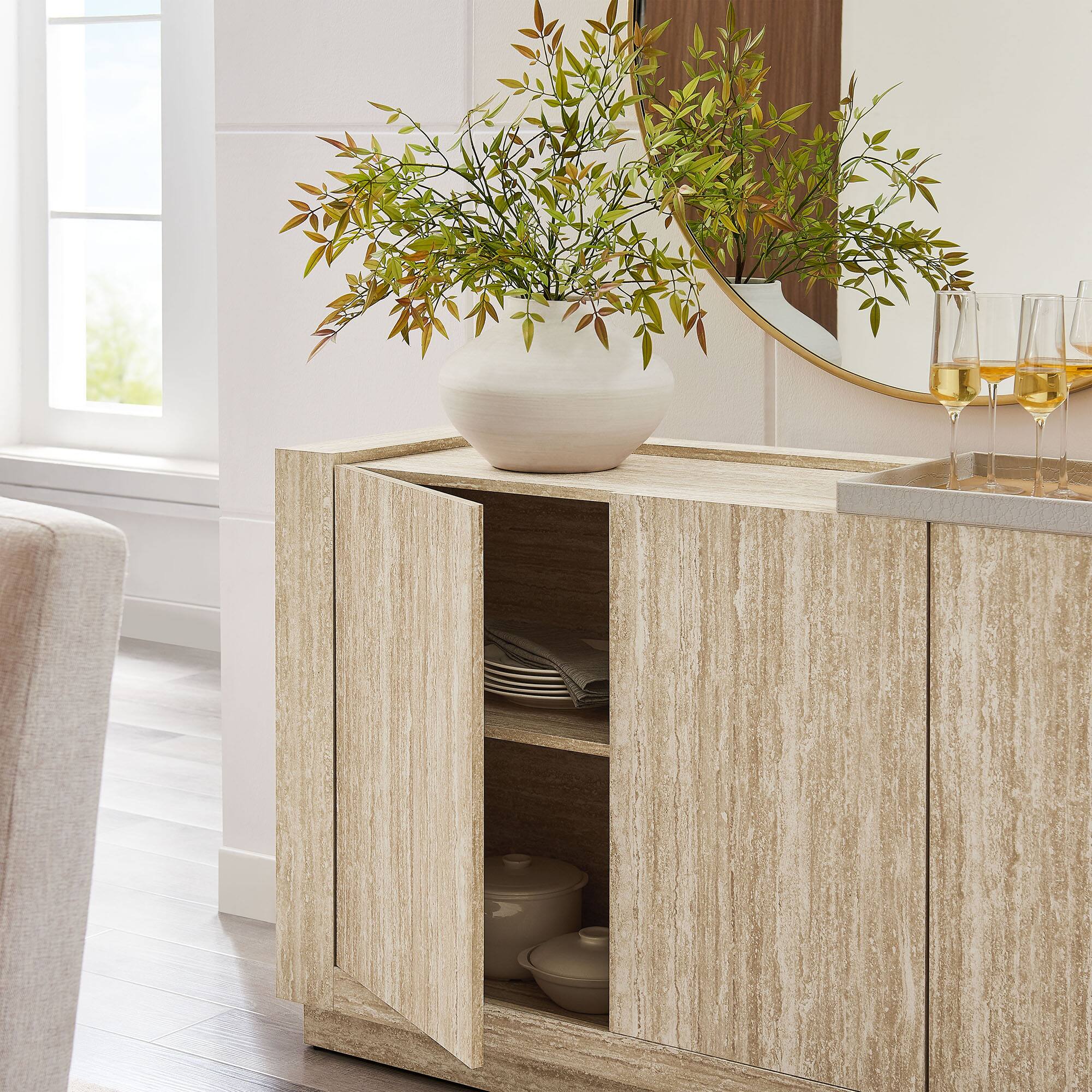 Alt View 2. Modway - Hollis 59" Travertine Sideboard by Modway - Travertine.