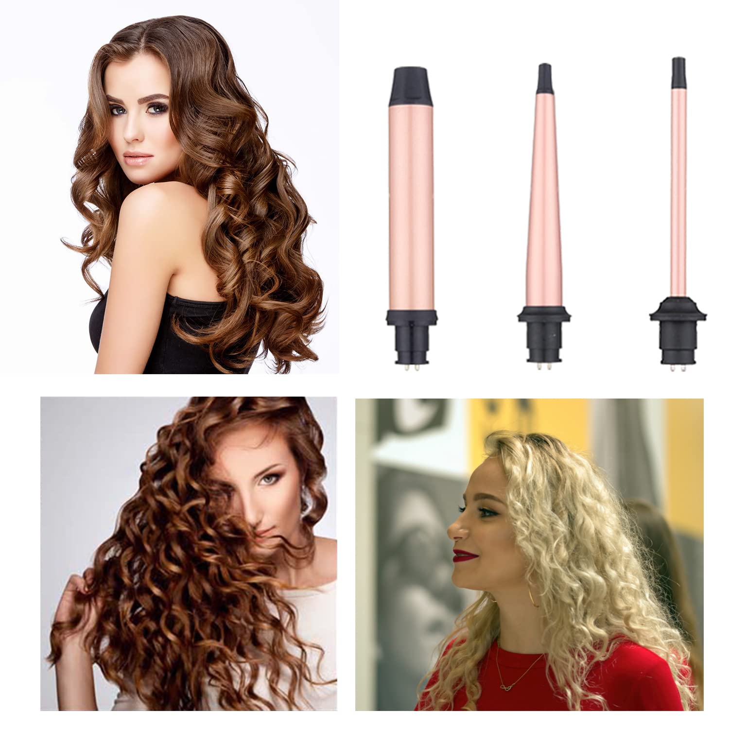 Back. Reds Spade - Curling Iron Wand Hair Wands Interchangeable Ceramic Curler With Heat Resistant Glove Professional Styling - Medium 1.