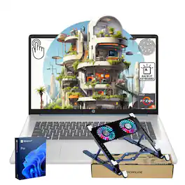 HP - 17.3" Touchscreen Laptop - AMD Ryzen 5 7430U with 32GB RAM - 1TB SSD - Numeric KP & Backlit KB - PCO Laptop Cooler - Blue