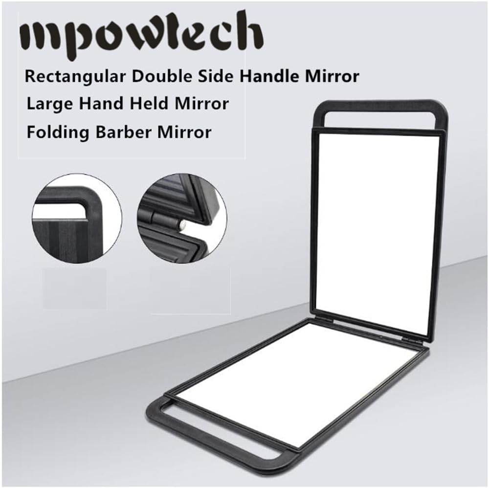 mpowtech

Rectangular Double Side Handle Mirror  
Large Hand Held Mirror  
Folding Barber Mirror
