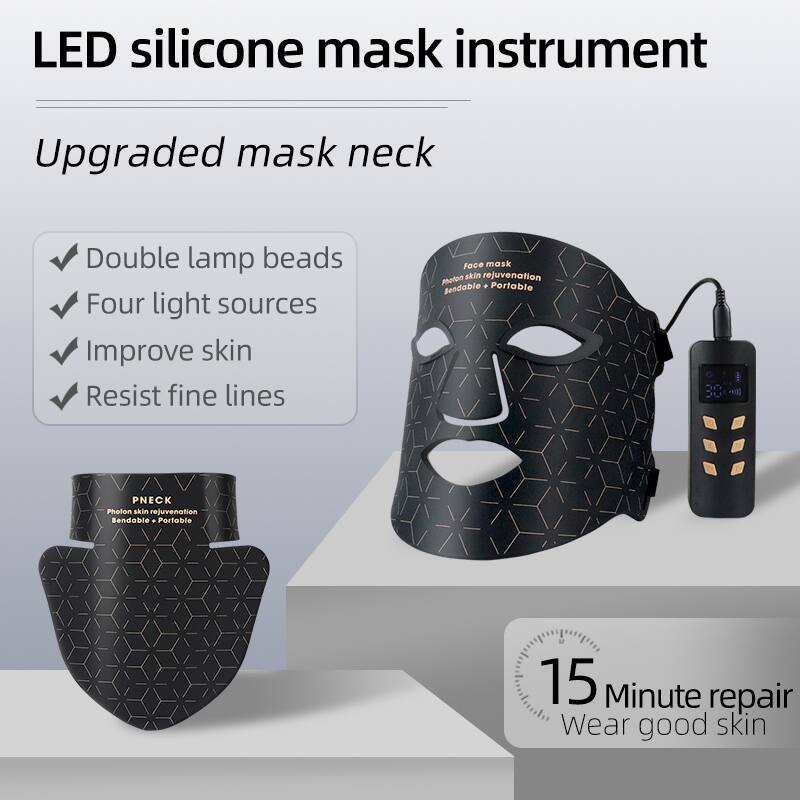 LED silicone mask instrument  
Upgraded mask neck  
Double lamp beads  
Four light sources  
Improve skin  
Resist fine lines  

Face mask  
Photon skin rejuvenation  
Bendable - Portable  

PNECK  
Photon skin rejuvenation  
Bendable - Portable  

15 Minute repair  
Wear good skin