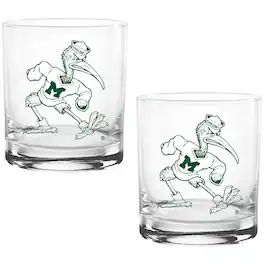 Indigo Falls - Miami Hurricanes Two Pack 14oz. Vault Sketch Rocks Glass Set - Multicolor