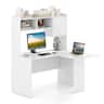 Gymax - L-Shaped Desk w/ Open Storage Hutch Corner Computer Desk w/ Shelves & Cabinet - White