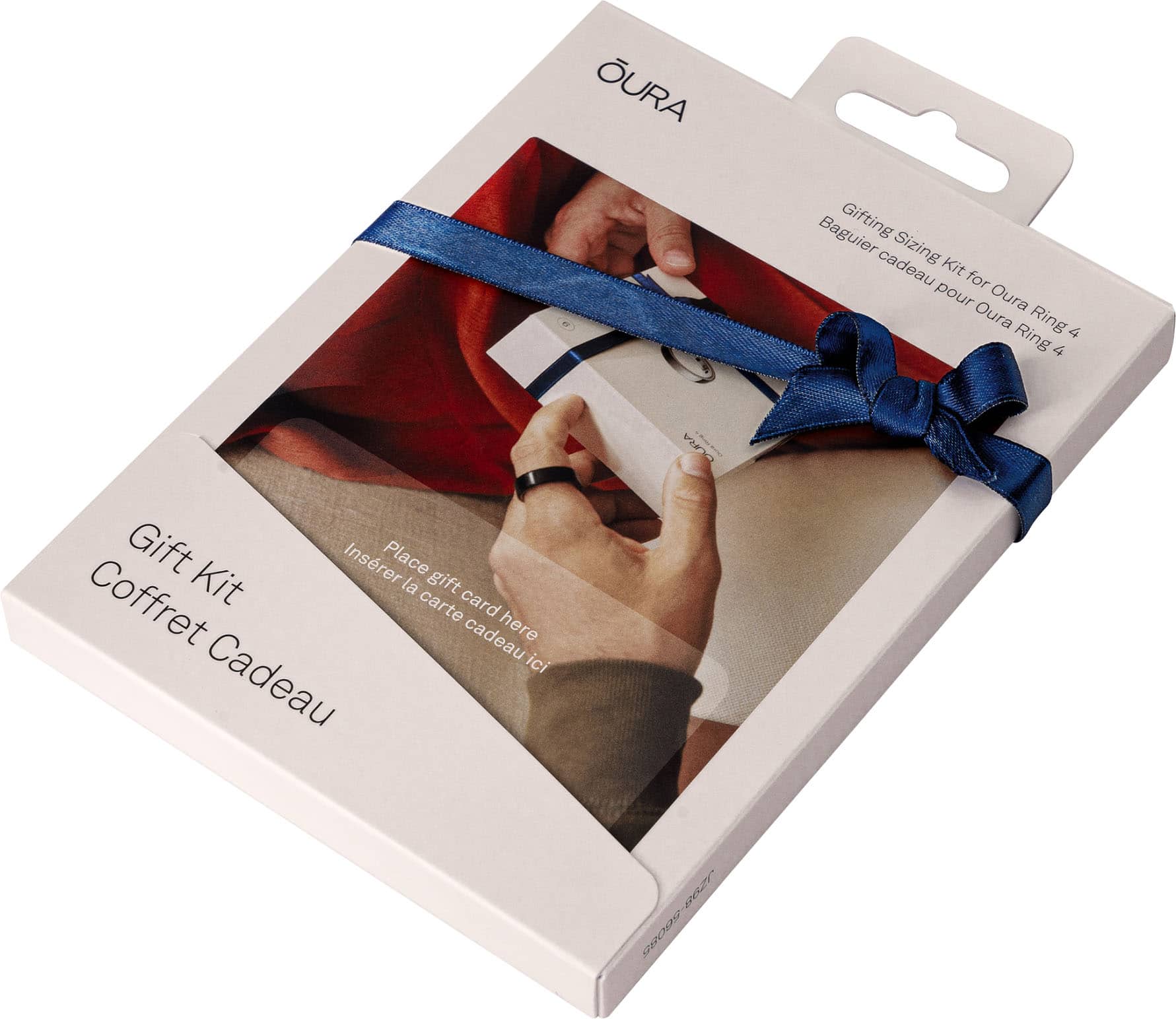 The text on the image reads: "URA Baguier Gifting cadeau Sizing Kit for pour Oura Oura Ring 4 Ring 4 Gift Insrer Place Kit la gift Coffret carte card cadeau here ici Cadeau BURA R820 S0000-8629 REcaS."