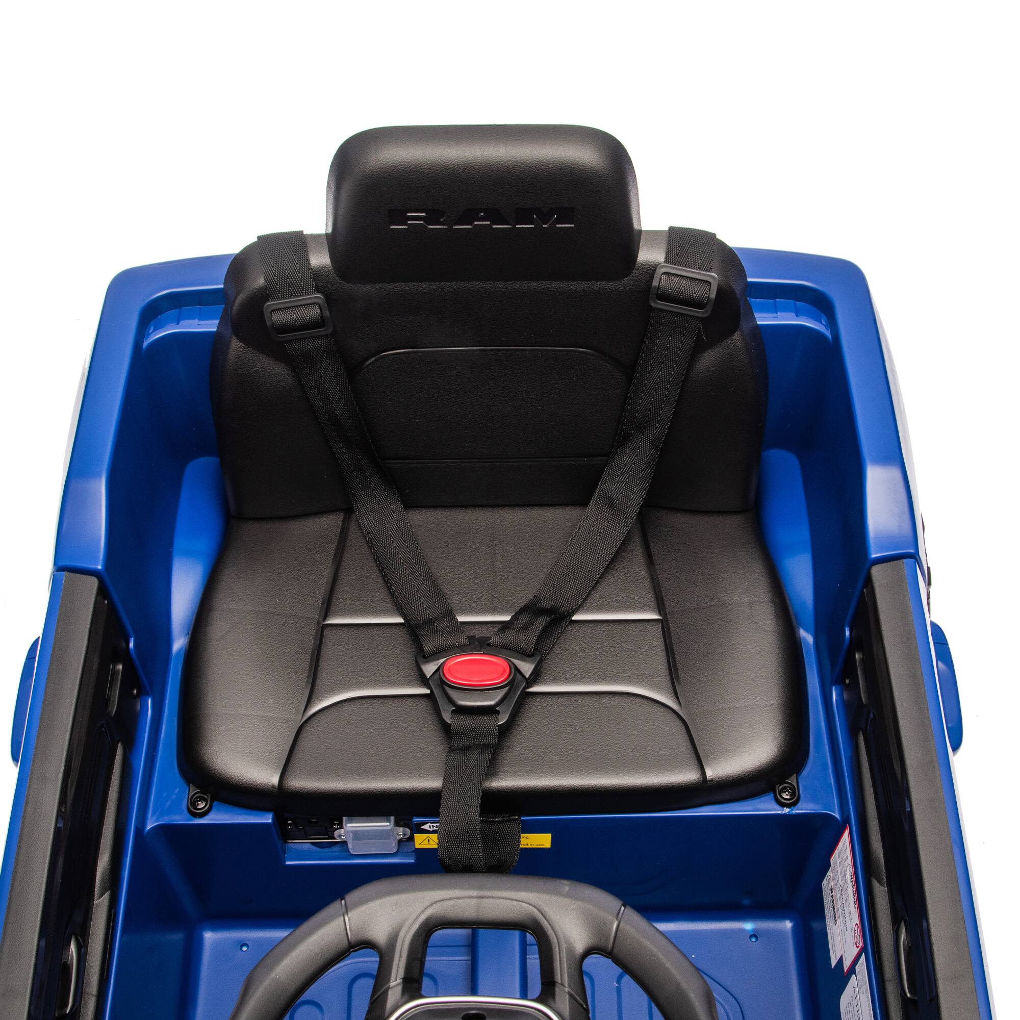 Alt View 5. Ecooso - 12V Kids Ride-On Truck with Remote Control, 2WD, Rear Suspension, LED Lights, Music, Bluetooth, for Ages 3-6 - Blue.