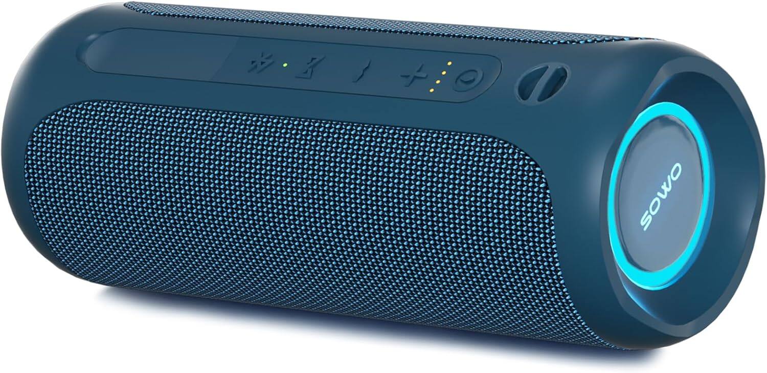 Stamp n Camp - SOWO Portable Bluetooth Speaker, Waterproof IPX7, 25W Loud Wirelss Speaker with Big Audio and Punchy Bass, Outdoor for - Blue