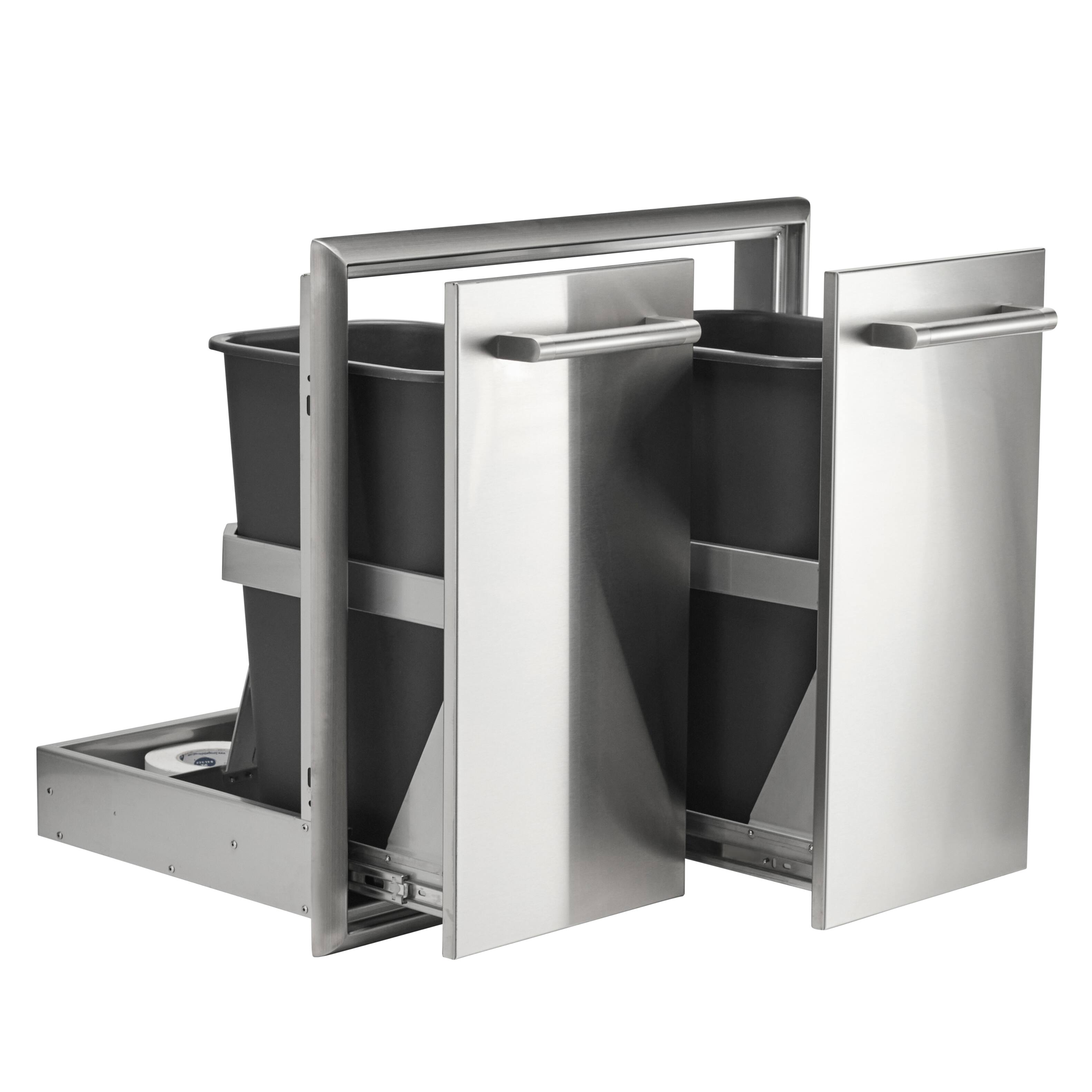 Left. Coyote Outdoor Living - Coyote Outdoor Living 26" Pull Out Trash and Recycle - Stainless Steel.