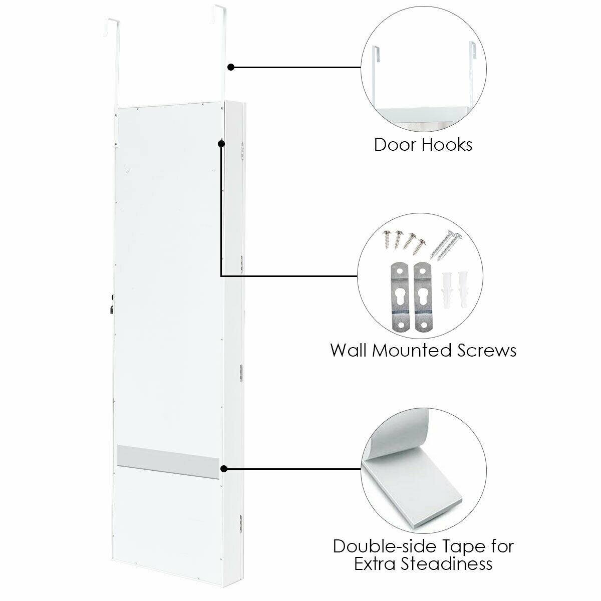 Door Hooks  
Wall Mounted Screws  
Double-side Tape for Extra Steadiness