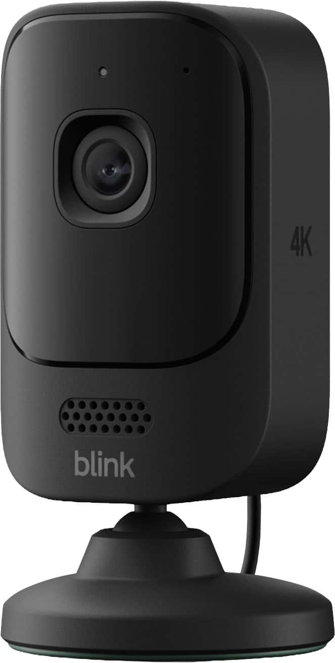 Front. Blink - Blink Mini 4K+ (newest model), Plug-In Indoor Camera, 4K Video resolution, HDR, Night Vision, Motion Detection - Black.