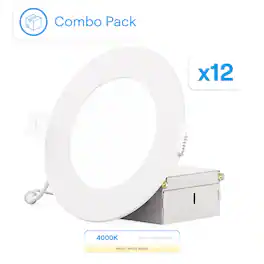 Infibrite - 4-Inch Cool White Recessed LED Downlight, 9W, 750 Lumens, Triac Dimming, Wet Rated (Set of 12) - 4000K
