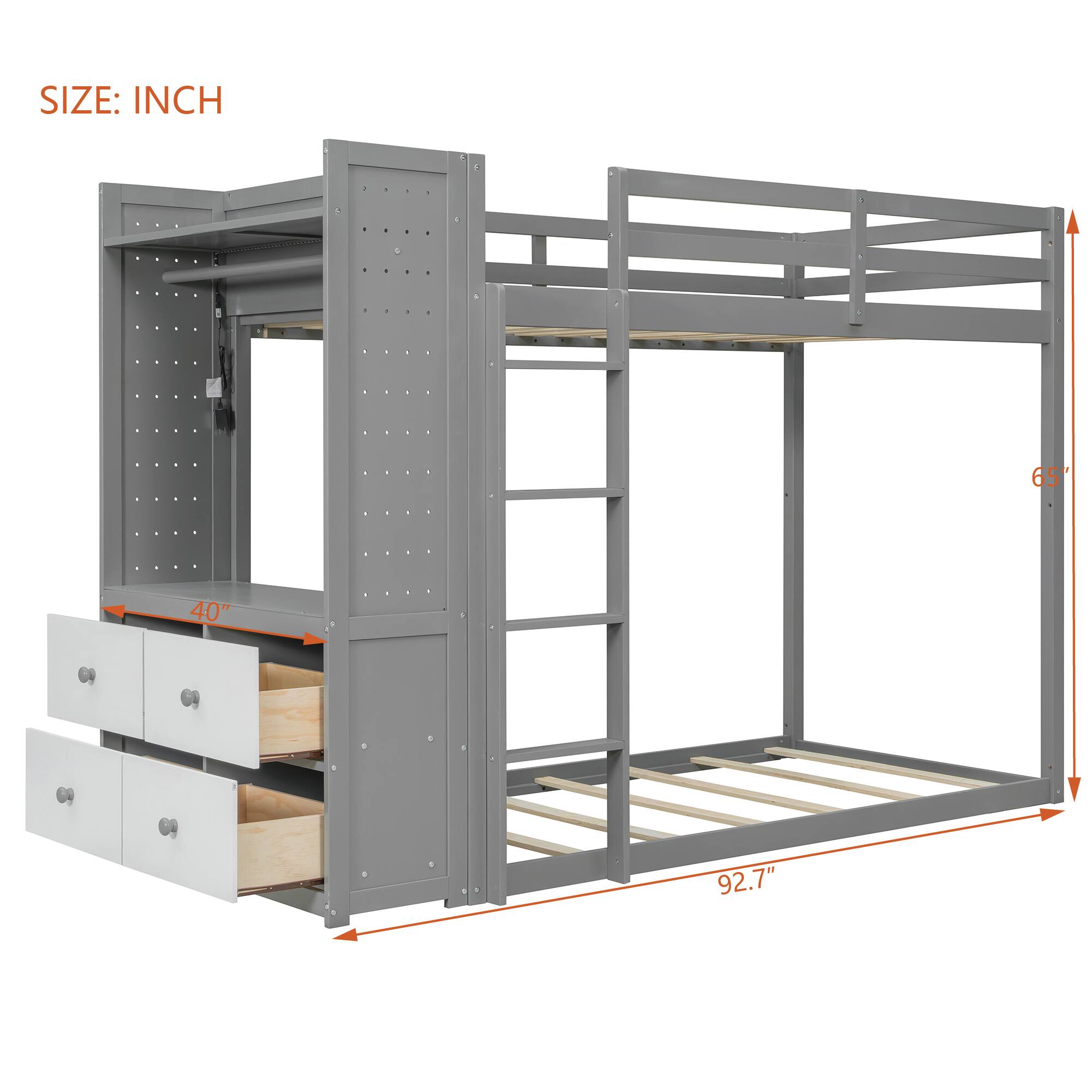 SIZE: INCH  
65"  
40"  
92.7"
