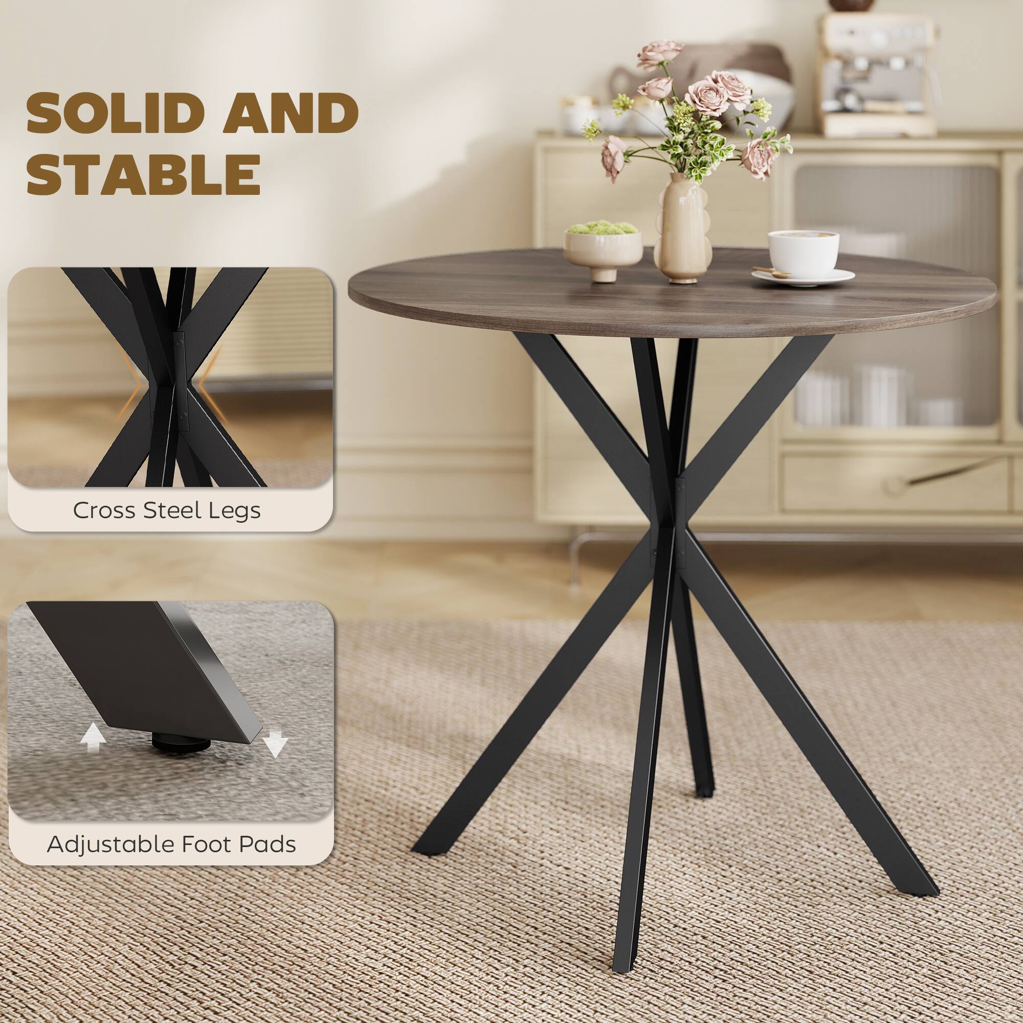SOLID AND STABLE  
X Cross Steel Legs  
Adjustable Foot Pads