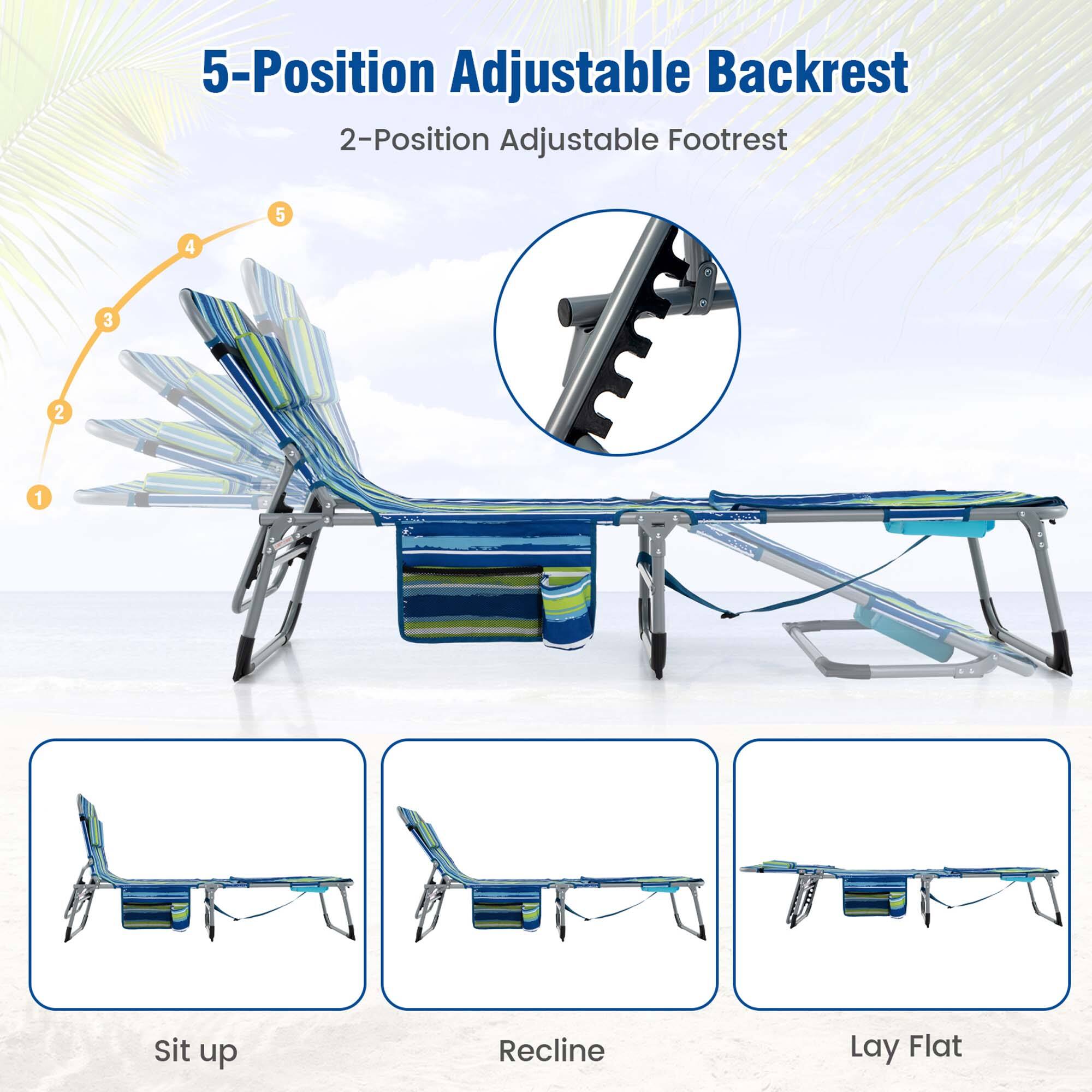 5-Position Adjustable Backrest 2-Position Adjustable Footrest 5 4 3 2 1 Sit up Recline Lay Flat