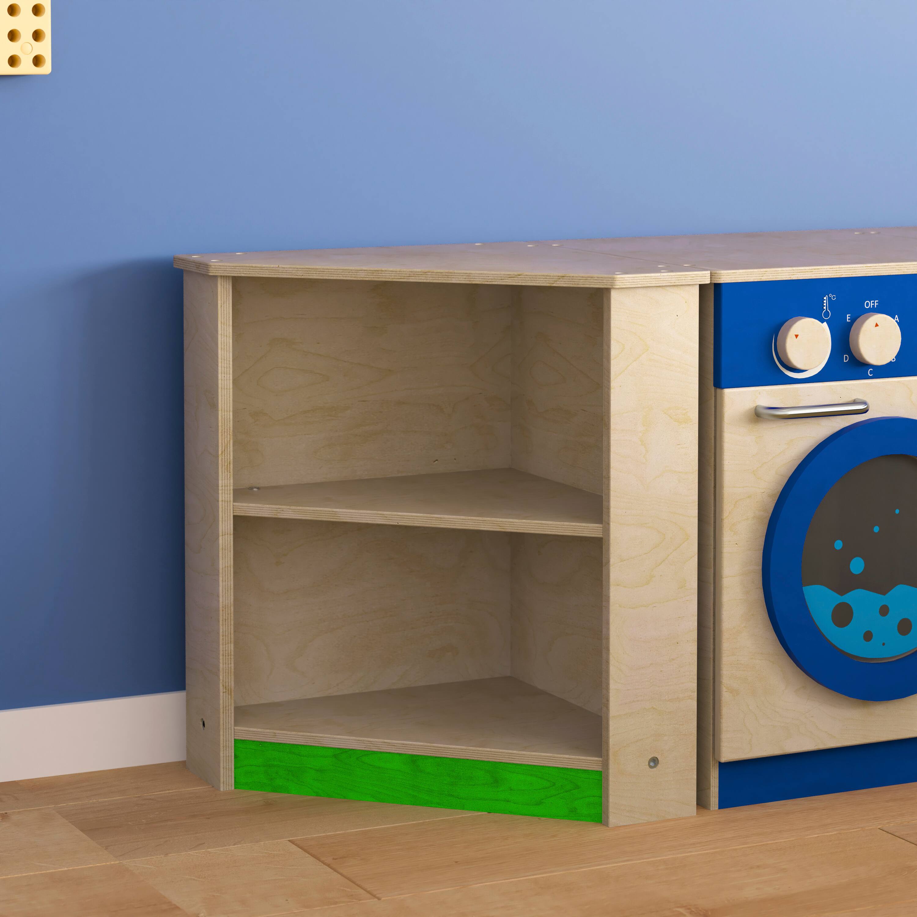 Alt View 3. Flash Furniture - Bright Beginnings Commercial Grade Wooden Kid's Two Tier Corner Kitchen Cabinet - Natural.