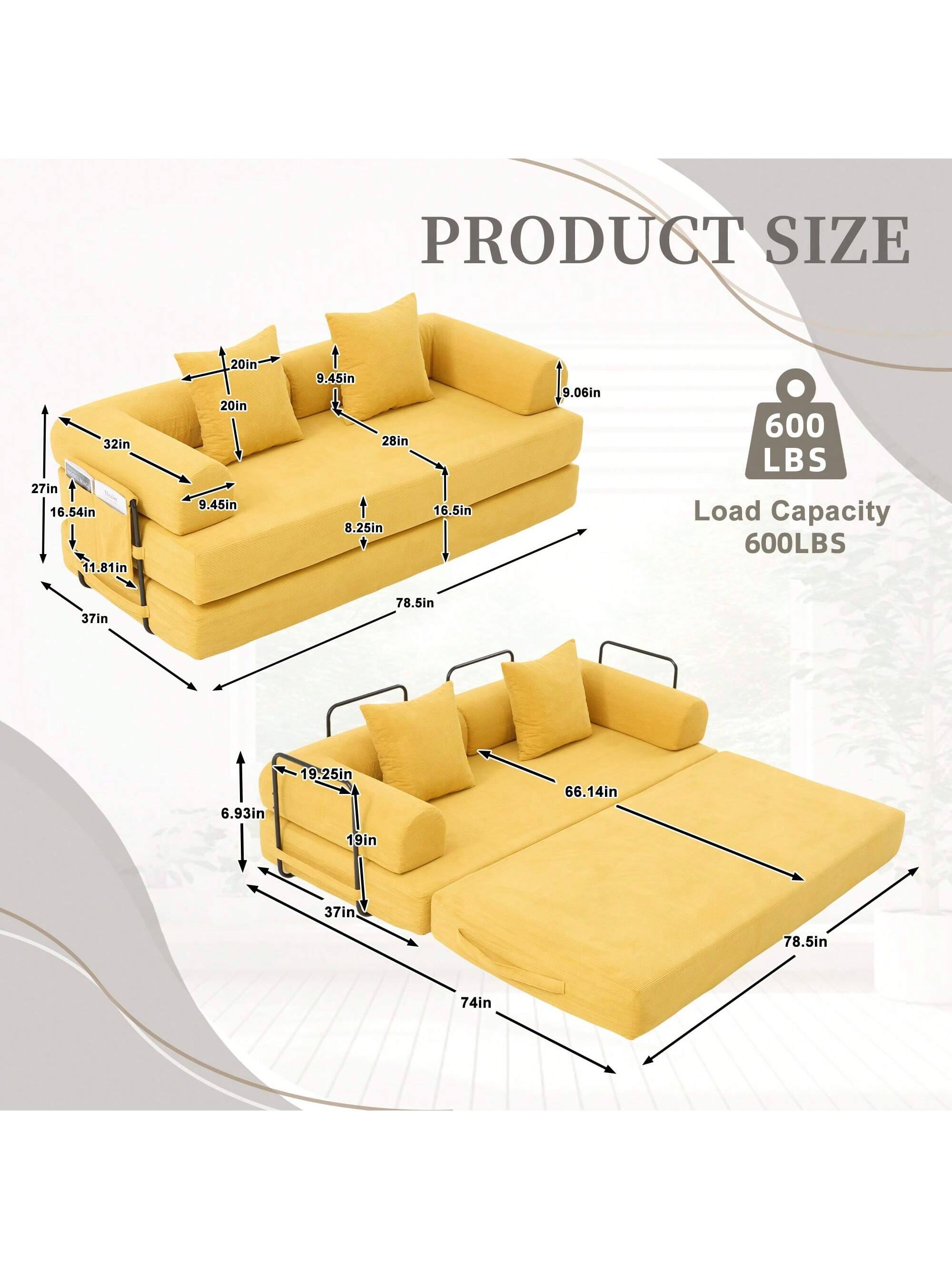 PRODUCT SIZE  
32in x 27in x 16.54in x 11.81in x 20in x 20in x 9.45in x 9.45in x 28in x 8.25in x 16.5in x 9.06in  
600 LBS Load Capacity  
37in x 78.5in x 6.93in x 19.25in x 66.14in x 19in x 37in x 78.5in x 74in