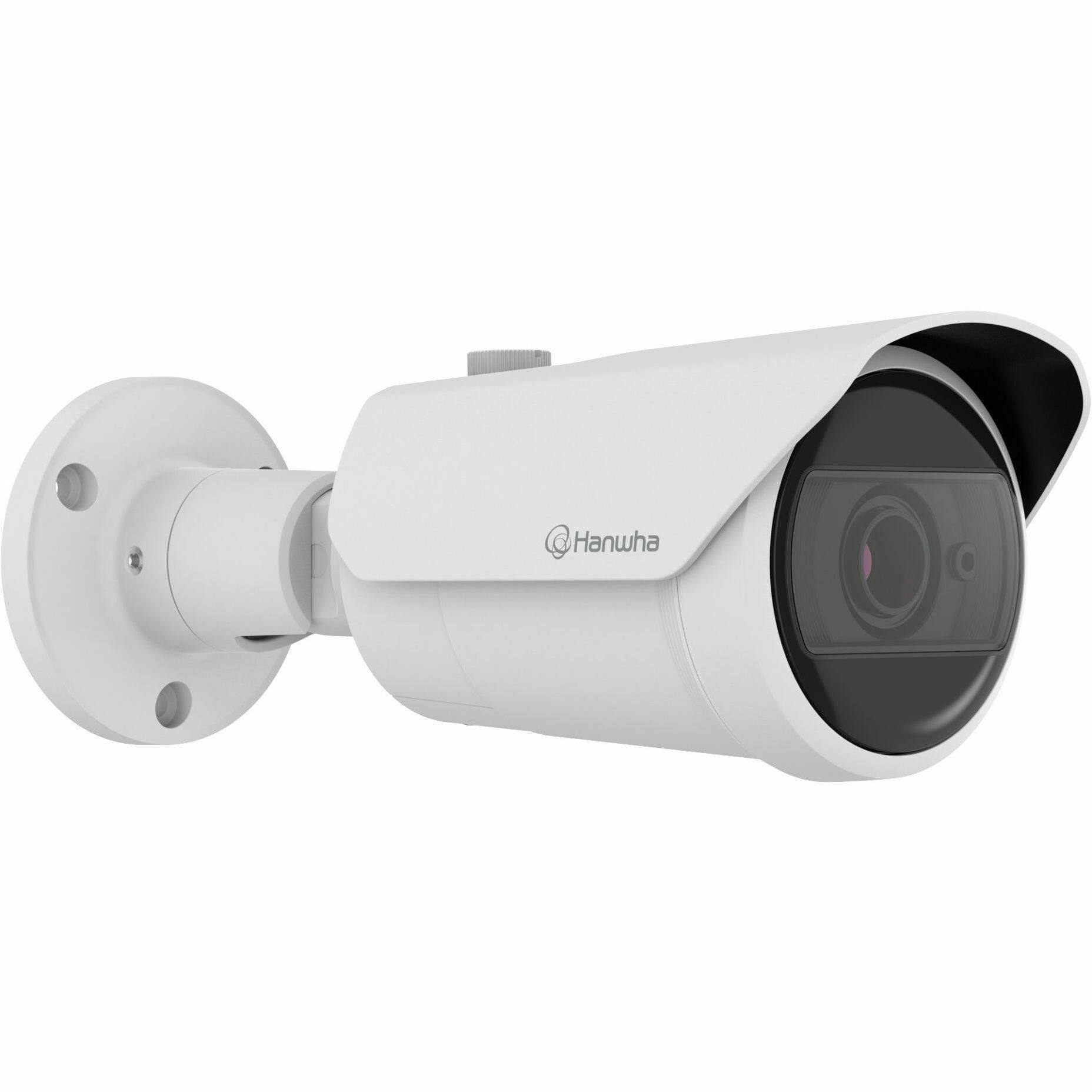 Alt View 2. Samsung - Hanwha QNO-C9083R 8 Megapixel 4K Network Camera - Color - Bullet - White - 98.43 ft Infrared Night Vision - H.265 - Color.