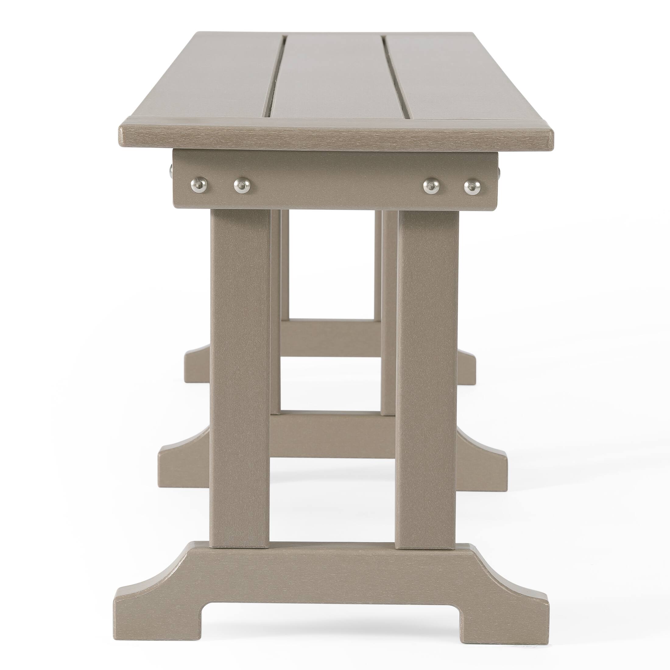 Left. WestinTrends - WestinTrends Malibu 65" Outdoor Patio Trestle Dining Bench - Weathered Wood.