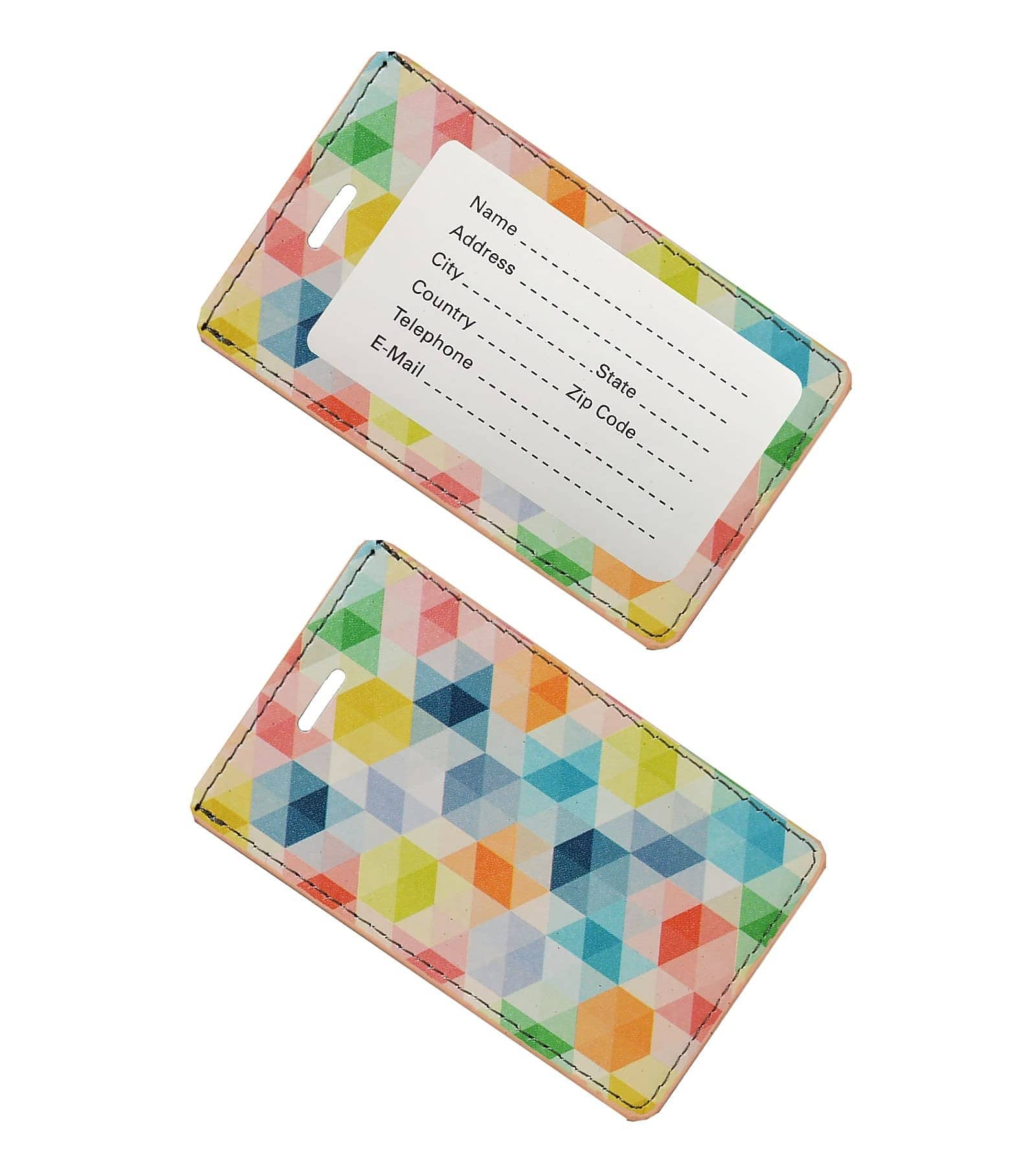Go Green Power Inc. - PU Leather Luggage Tag, Mosaic Pattern, Adjustable/Removable Strap, ID Card Insert - Mozaic