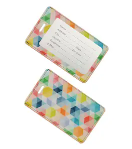 Go Green Power Inc. - PU Leather Luggage Tag, Mosaic Pattern, Adjustable/Removable Strap, ID Card Insert - Mozaic