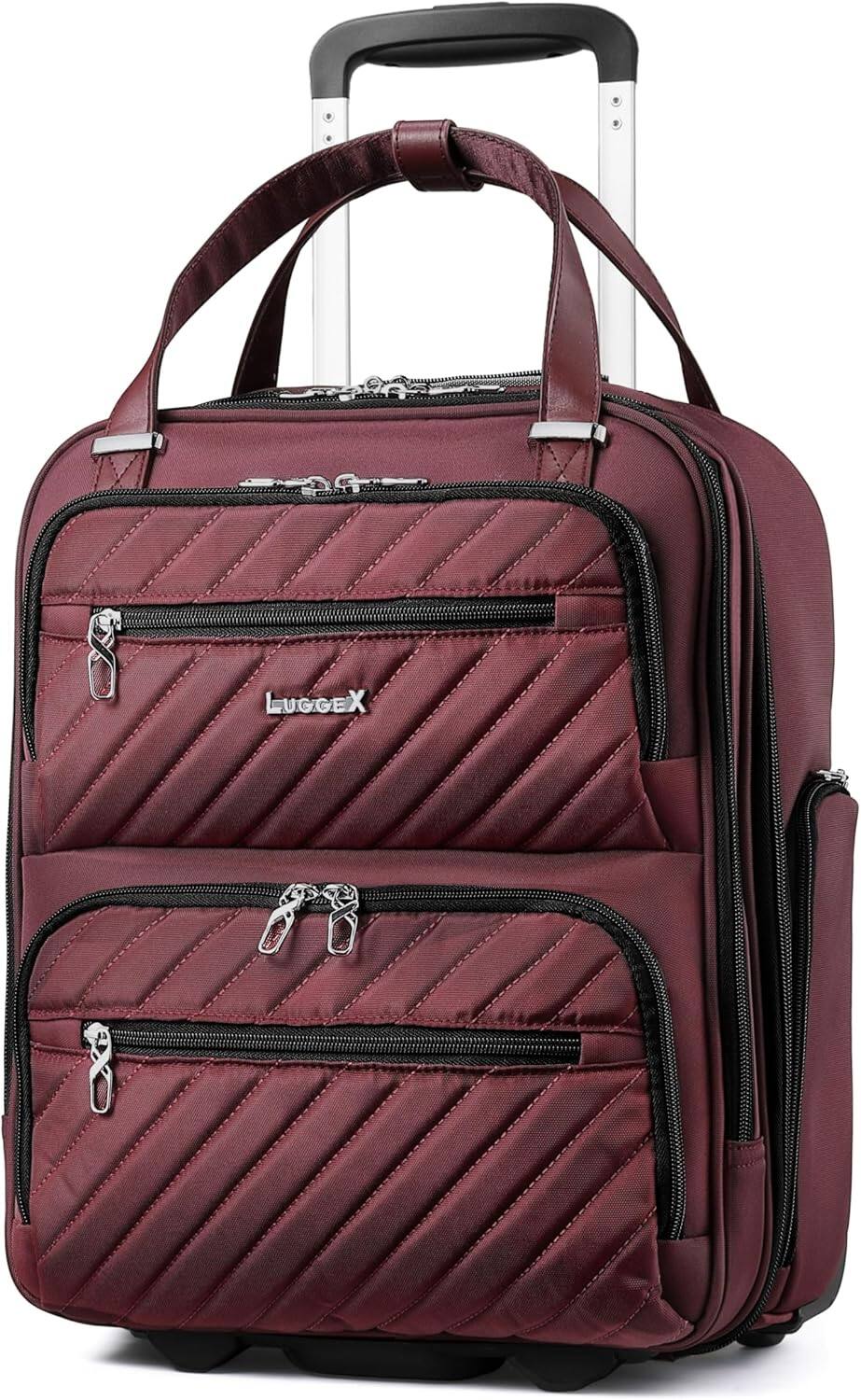 LUGGEX - 16 Inch Underseat Carry On Luggage with Wheels,Softside Lightweight Suitcase UDK - LX-UX - Cherry price history on PriceWatchPro