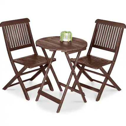 Front. Best Choice Products - Best Choice Products 3-Piece Acacia Wood Bistro Set, Folding Patio Furniture w/ 2 Chairs, Table - Brown - Brown.