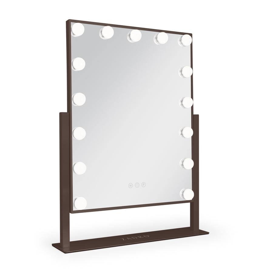 Zadro - Hollywood Makeup Mirror - 18" x 21" - 15 LED Light Bulbs with Dimmable Brightness - Chocolate