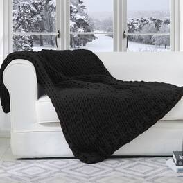 Cheer Collection - Ultra Soft Knit Throw Blanket with Fringe Edges Lightweight and Cozy 50 x 60 Inches - Gray