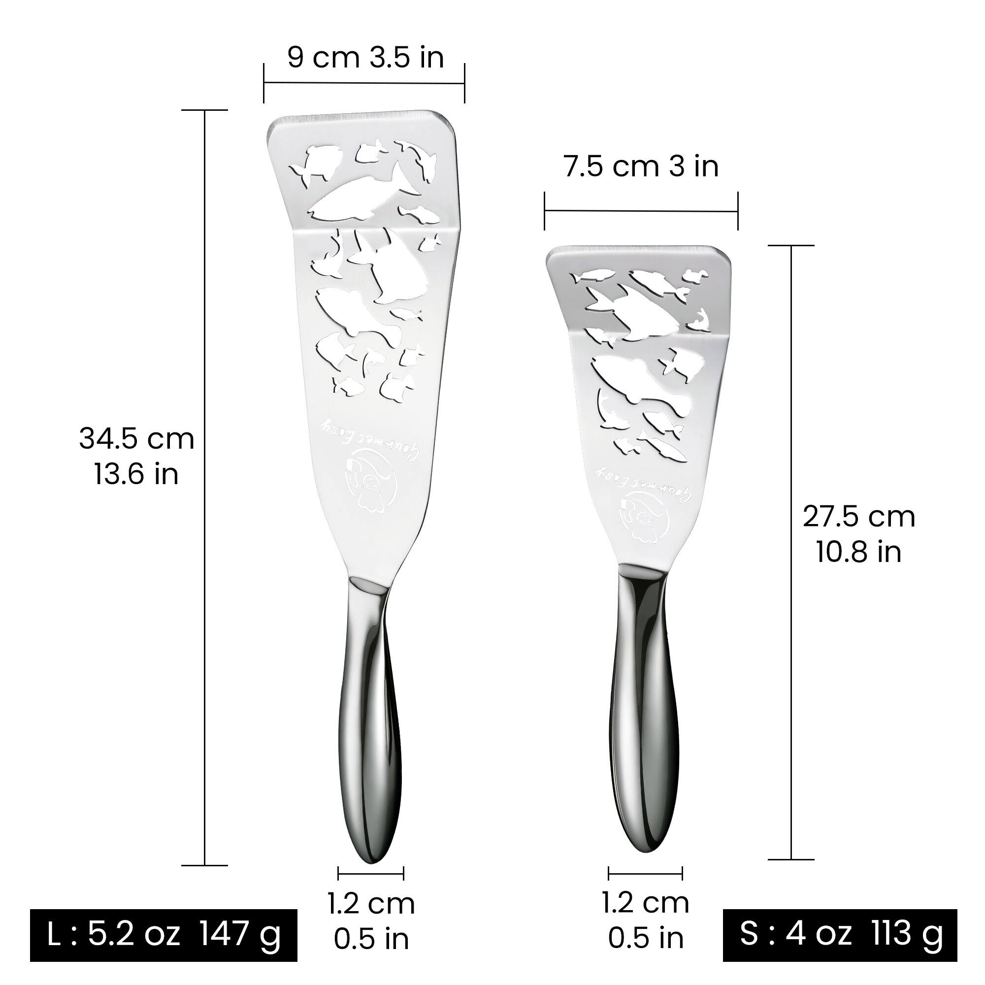 - L: 34.5 cm (13.6 in) x 9 cm (3.5 in) x 1.2 cm (0.5 in), 5.2 oz (147 g)
- S: 27.5 cm (10.8 in) x 7.5 cm (3 in) x 1.2 cm (0.5 in), 4 oz (113 g)