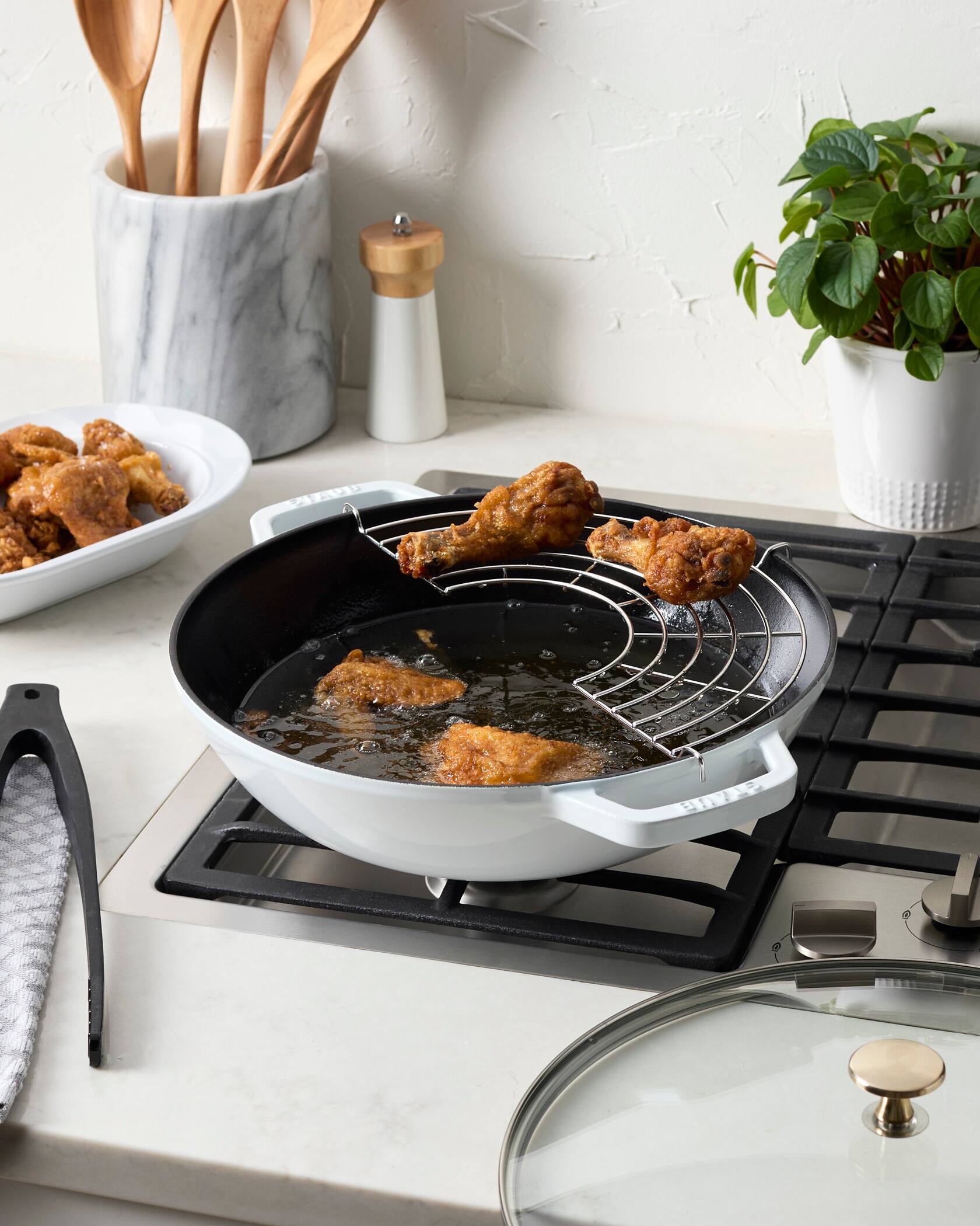 Alt View 3. Staub - Staub Cast Iron Perfect Pan , Dutch Oven, 4.5-quart,  serves 4-5, Made in France, White - White.