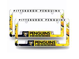 Rico Industries - Pittsburgh Penguins NHL (Set of 2) Chrome Metal License Plate Frames with Bold Full Frame Design - Multi