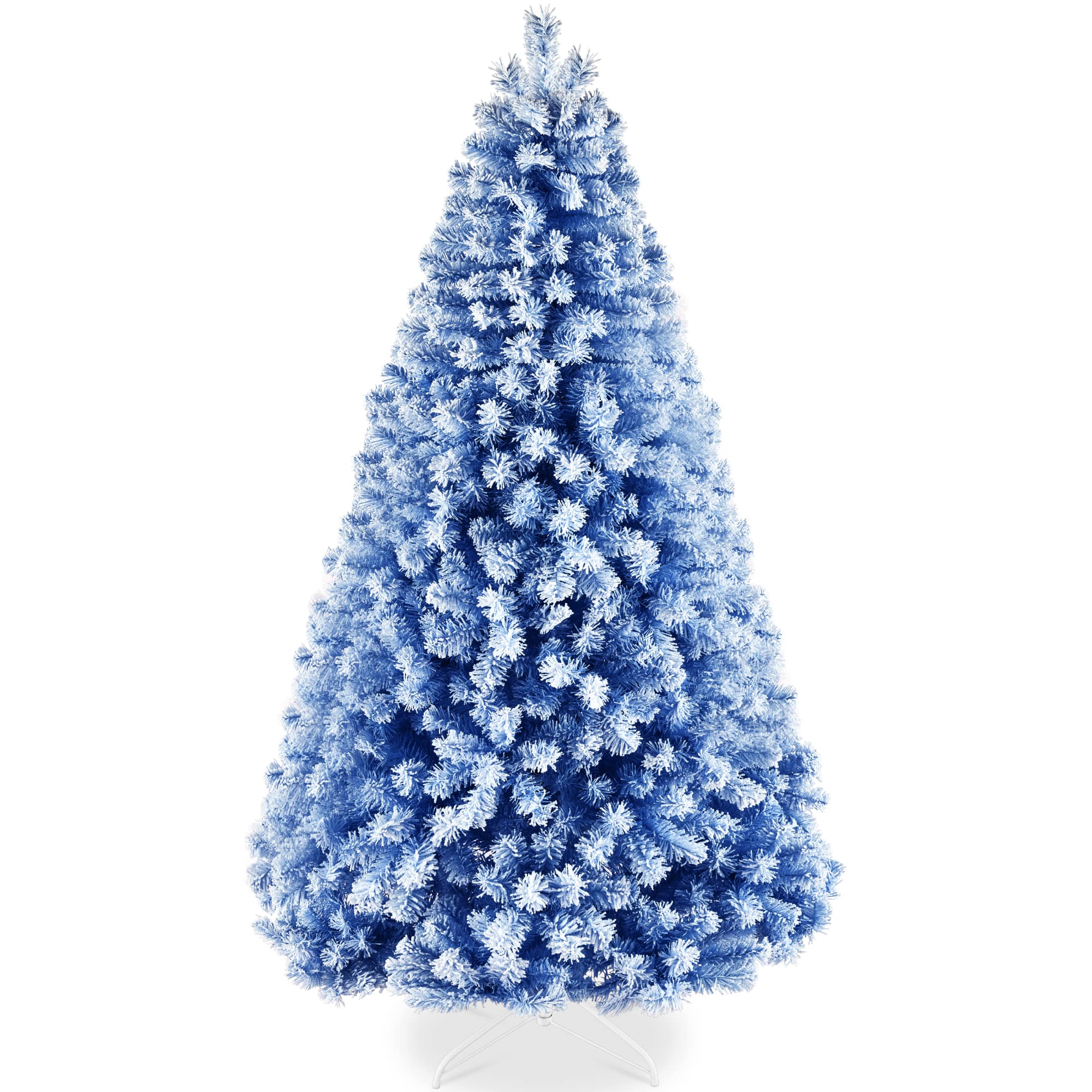 Best Choice Products - Snow Flocked Colorful Artificial Pine Christmas Tree w/ Foldable Metal Base - Baby Blue