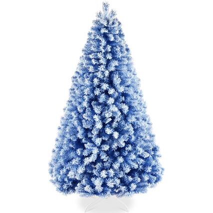 Front. Best Choice Products - Snow Flocked Colorful Artificial Pine Christmas Tree w/ Foldable Metal Base - Baby Blue.