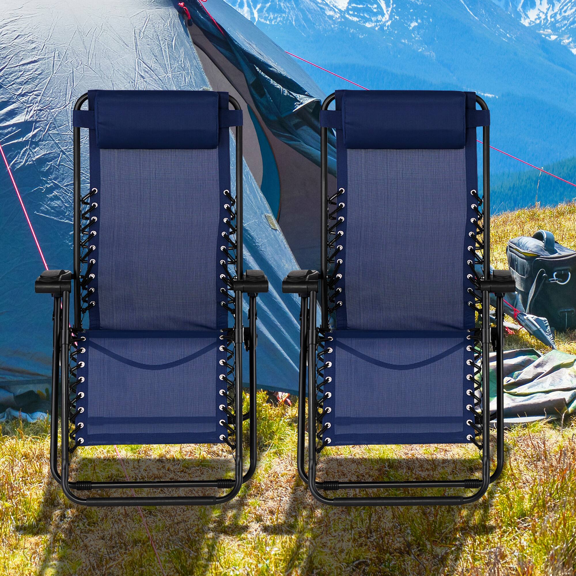 Alt View 3. Caravan Canopy - Caravan Canopy Infinity Zero Gravity Steel Frame Patio Deck Chair, Blue (2 Pack) - Blue.