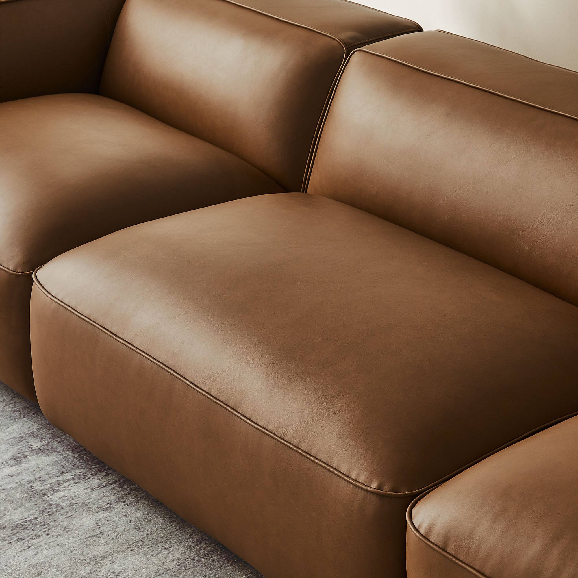 Alt View 4. Modway - Auren 3-Piece Upholstered Vegan Leather Modular Sofa by Modway - Brown.
