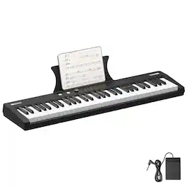 Babevy - 61-Key Touch Sensitive Portable Keyboard with HIPS Housing, Compact Digital Piano for Home Practice and Music Learning - Black
