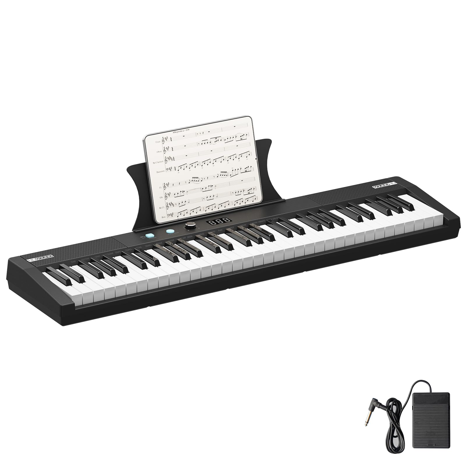 Front. Babevy - 61-Key Touch Sensitive Portable Keyboard with HIPS Housing, Compact Digital Piano for Home Practice and Music Learning - Black.