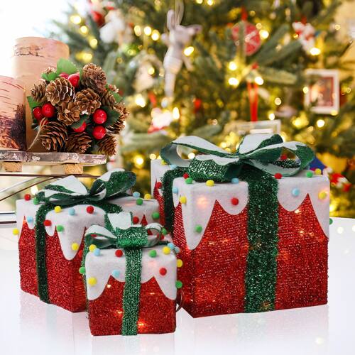 Alt View 2. Winado - 3 PCS Christmas Lighted Gift Boxes for Decorations Holiday Party Home Yard - Multicolor.