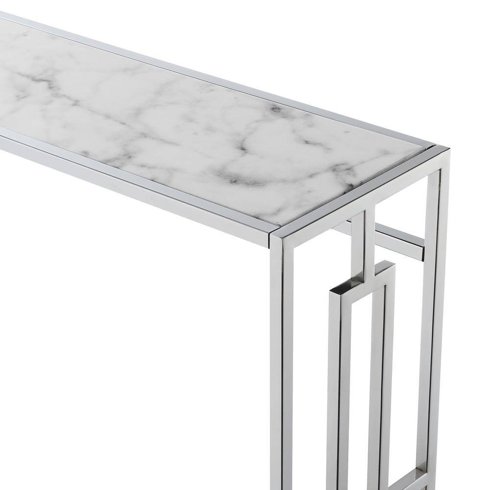 Angle. FurniFact - Console Table, Faux Marble - White Faux Marble.