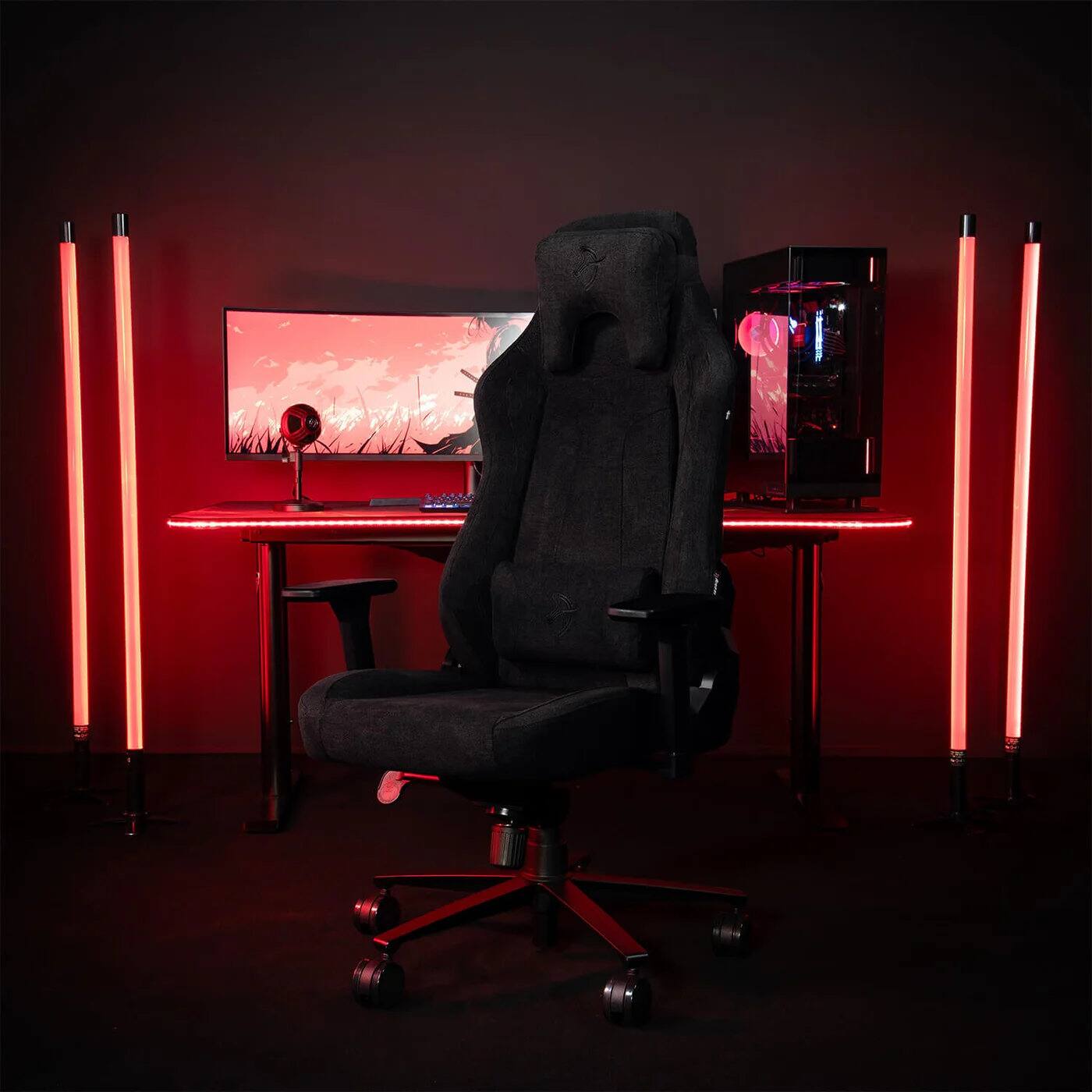 Alt View 3. Arozzi - Vernazza Premium Soft Fabric Ergonomic Office/Gaming Chair - Pure Black.