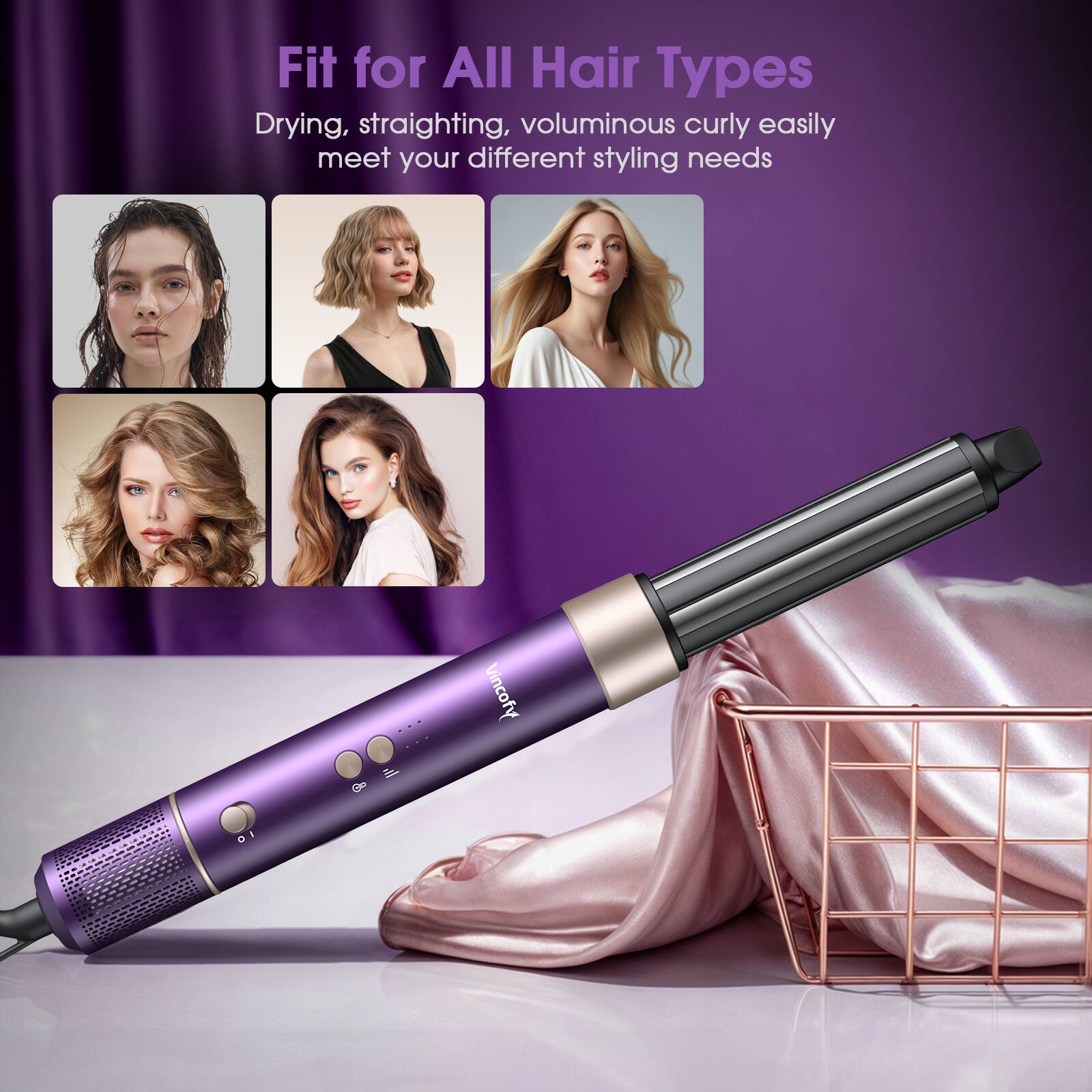 Fit for All Hair Types  
Drying, straightening, voluminous curly easily meet your different styling needs