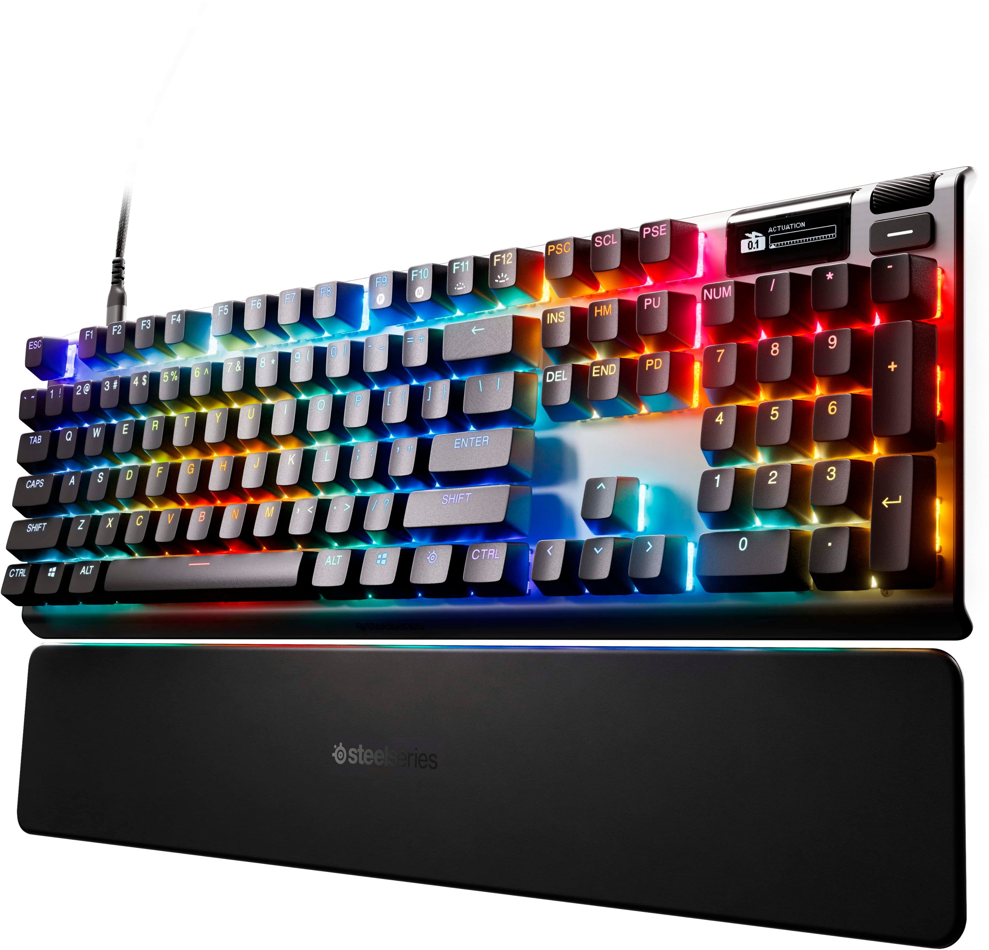 SteelSeries - Apex Pro Gen 3 Full Size Wired Mechanical OmniPoint Adjustable Gaming Keyboard with Rapid Tap - Black - Front_Zoom