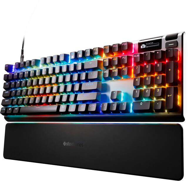 SteelSeries - Apex Pro Gen 3 Full Size Wired Magnetic Hall-Effect OmniPoint Adjustable Gaming Keyboard with Rapid Tap - Black