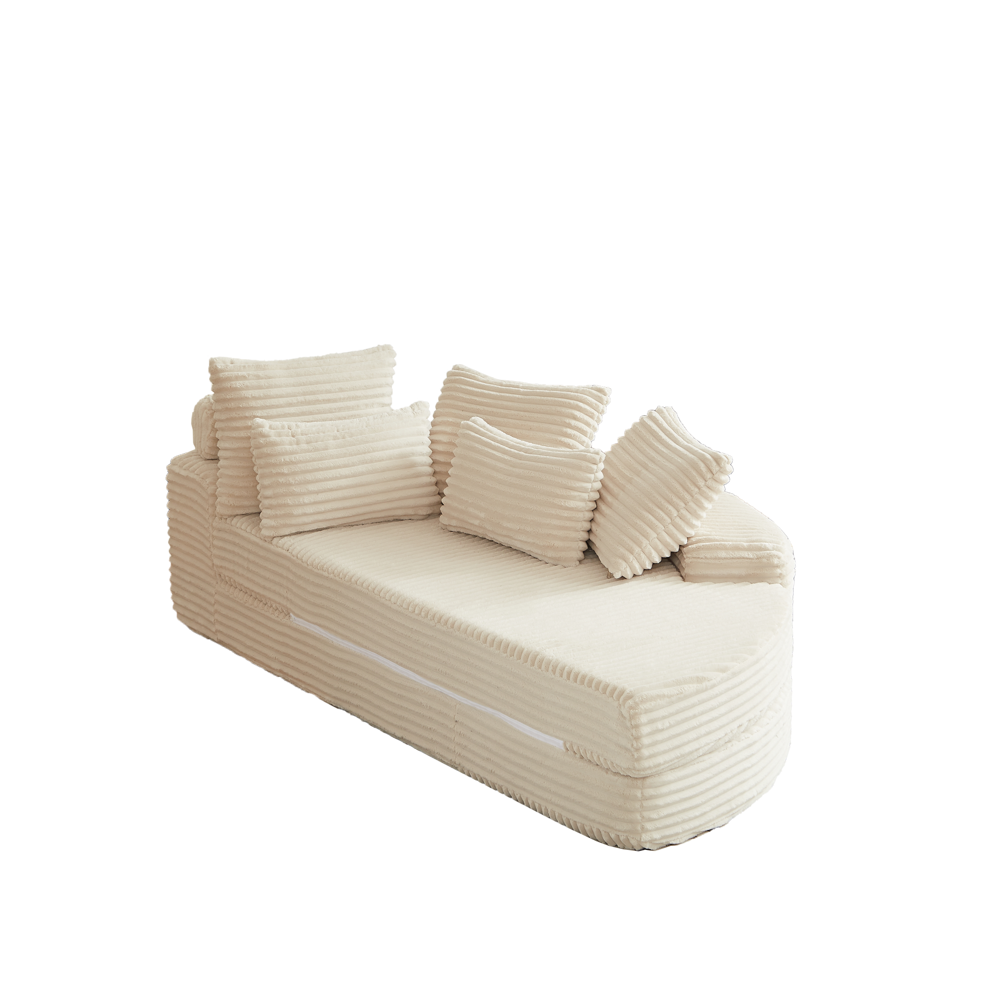Alt View 6. GOODSILO - Large Semi-Circular Convertible Sofa Bed with Reclining Feature and Comfort Pillows - Beige.